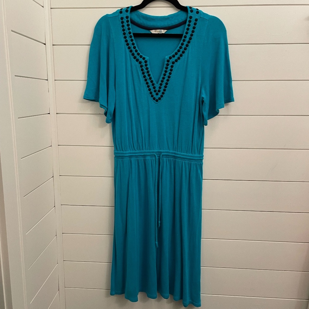 Boden Women’s Drawstring Dress Blue Short Sleeve Size 4L